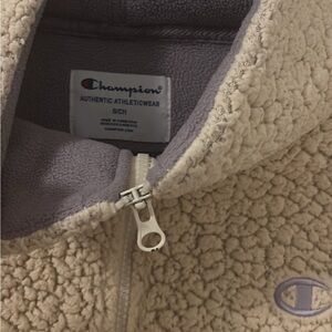 Champion Woman Sherpa Jacket - Beige and Light Gray